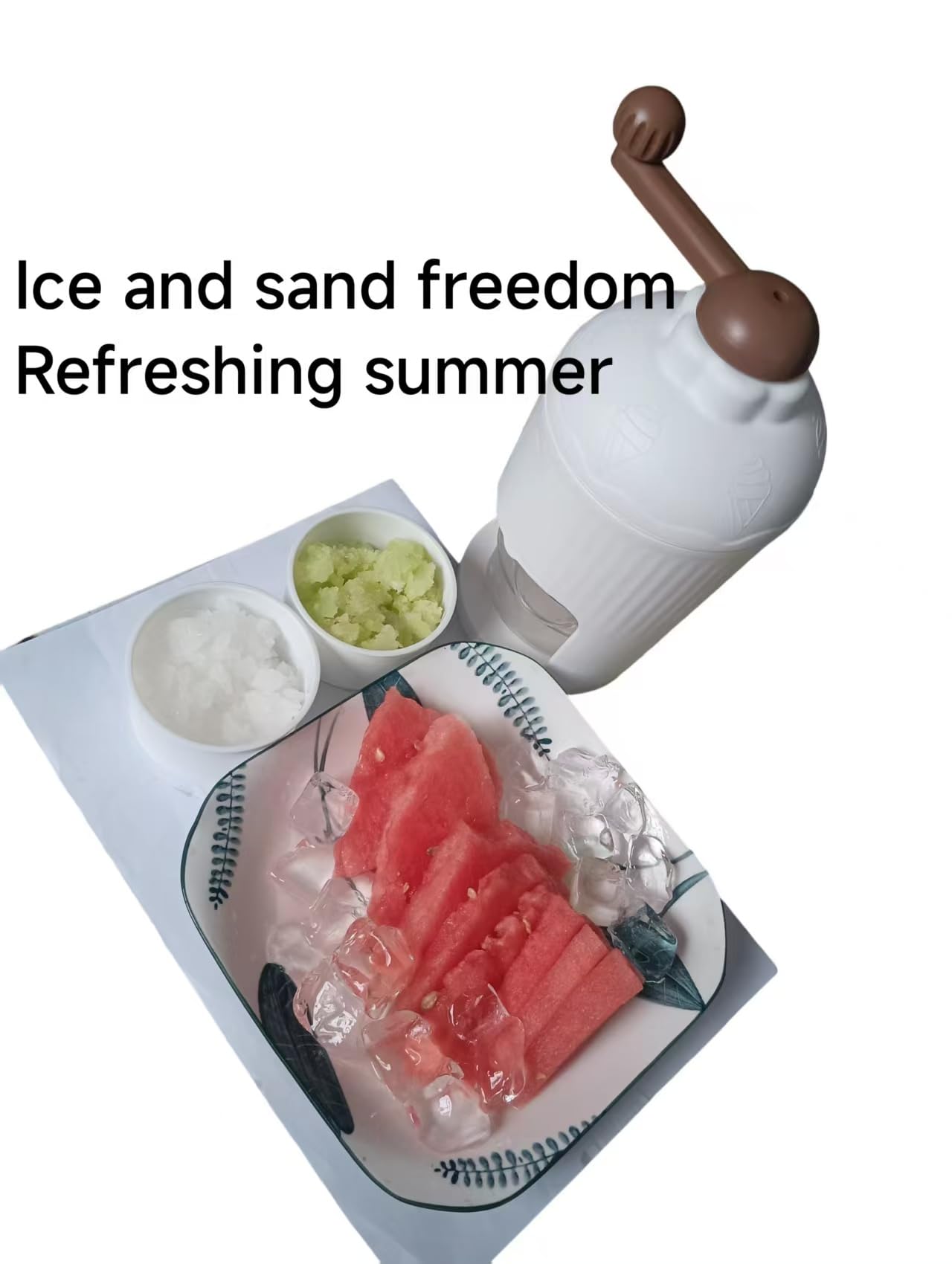Jmwewowi Manual Ice Crusher, Portable Hand Crank Ice Grinder with Storage Container, White