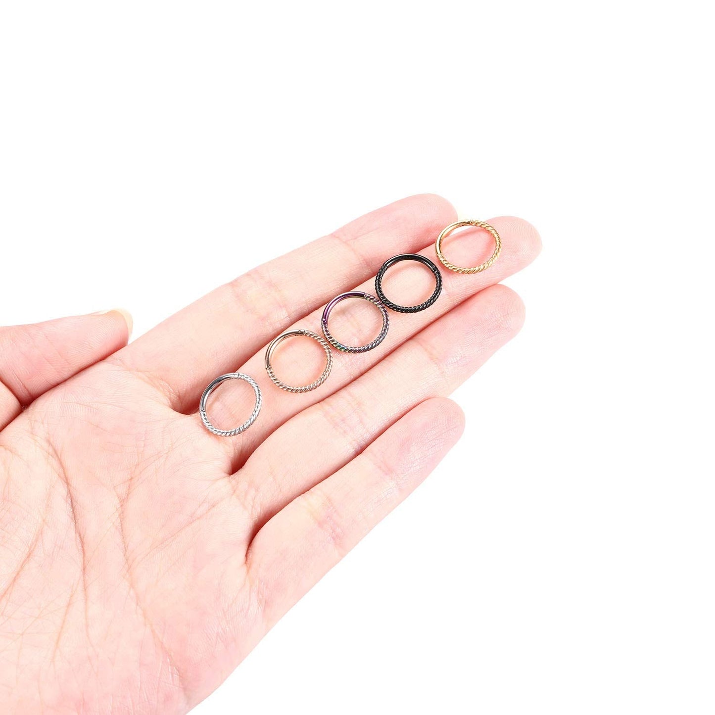Septum Jewelry: Nose Rings Hoops & Clickers - 16g, 12mm, Rose Gold & Surgical Steel