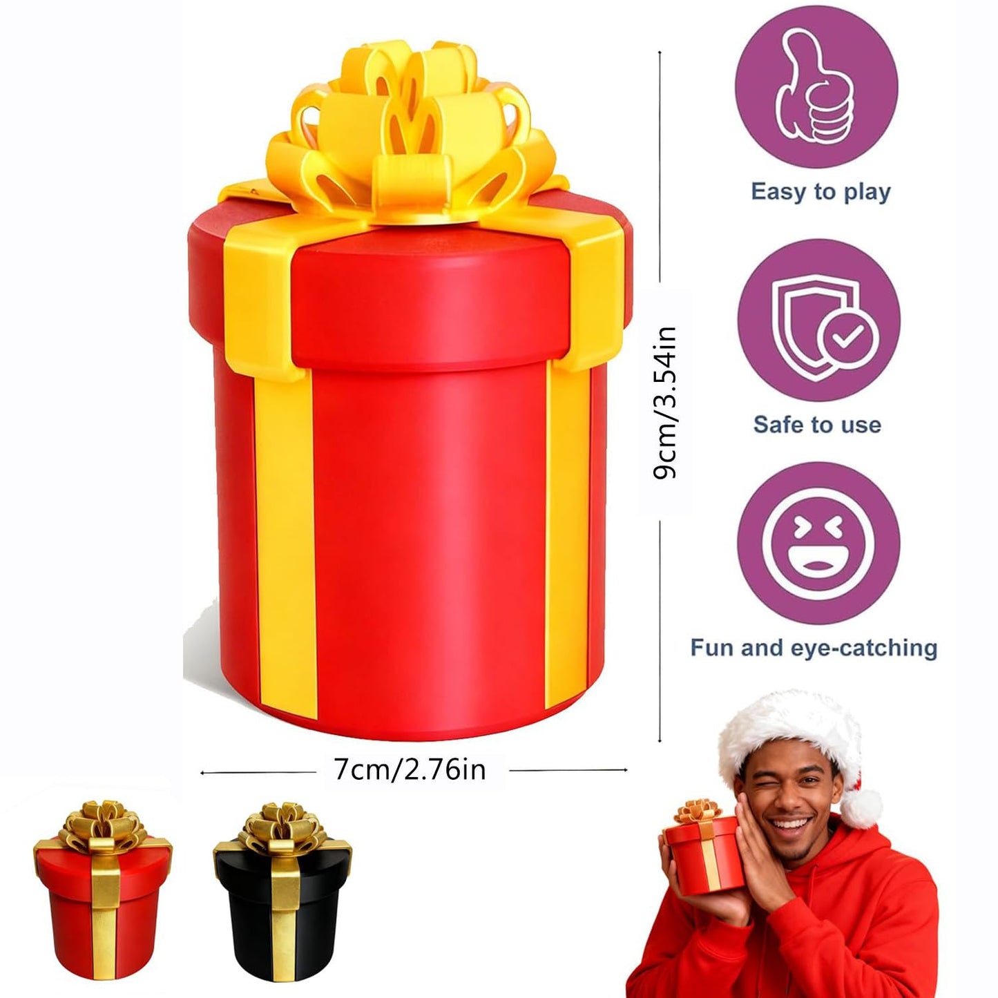 UKM Annoying Nested Screw Gift Box - Reusable Funny Prank Gift Box for Christmas, White Elephant & Birthdays - for Notes and Small Keepsakes (Red)