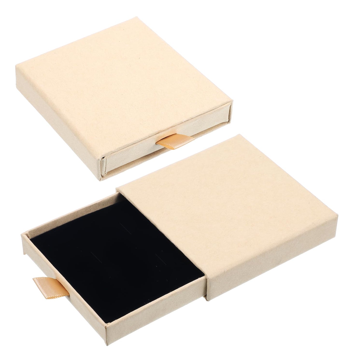 Thinp 2 Pcs Small Jewelry Gift Box, Cardboard Jewelry Boxes with Lids Bracelet Earring Necklace Gift Box for Birthday Xmas Christmas Wrapping (Brown)