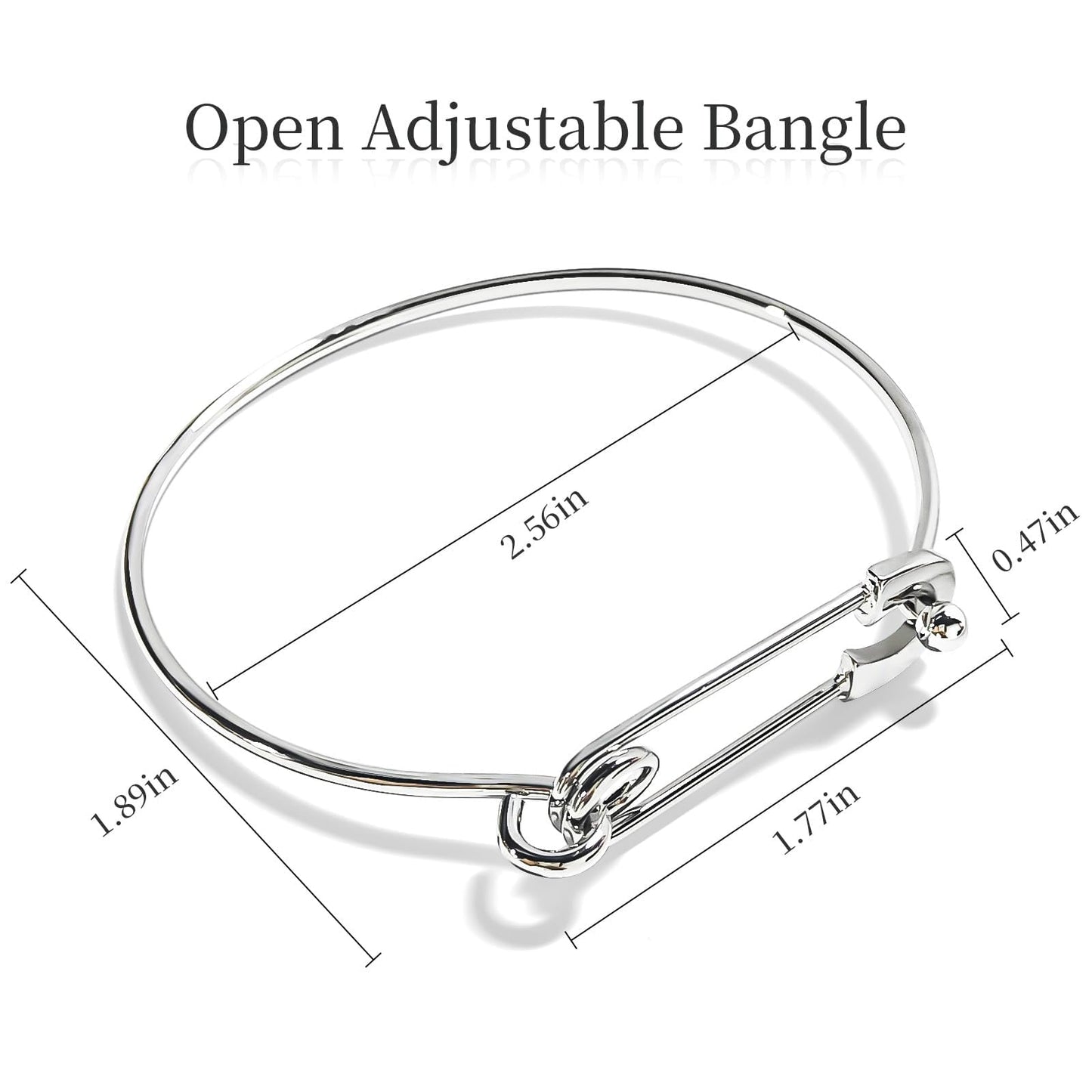 Baoaichi Handmade Sterling Silver Bangle Bracelet for Women Trendy Paperclip Cuff Bracelets Safety Pin Hook Bangle Bracelets Simple Cuff Bangles Stackable Wrap Bracelet Jewelry Gifts for Women