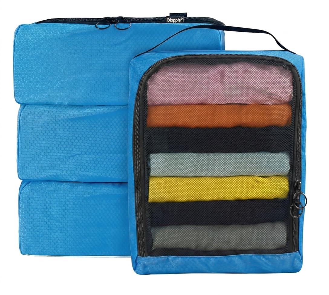 4-PACK Blue Organizer Cubes - Pack Luggage, Suitcase and Carry On Cubes