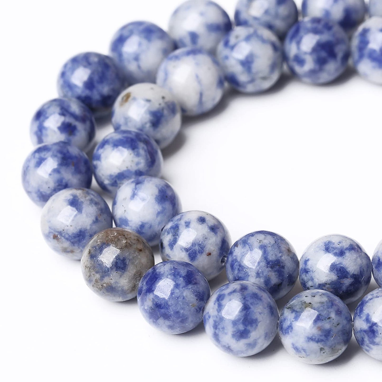45PCS 8mm Natural Sodalite Beads Round Loose Stone Beads for Jewelry Making DIY Energy Stone Healing Power Bracelet 15"