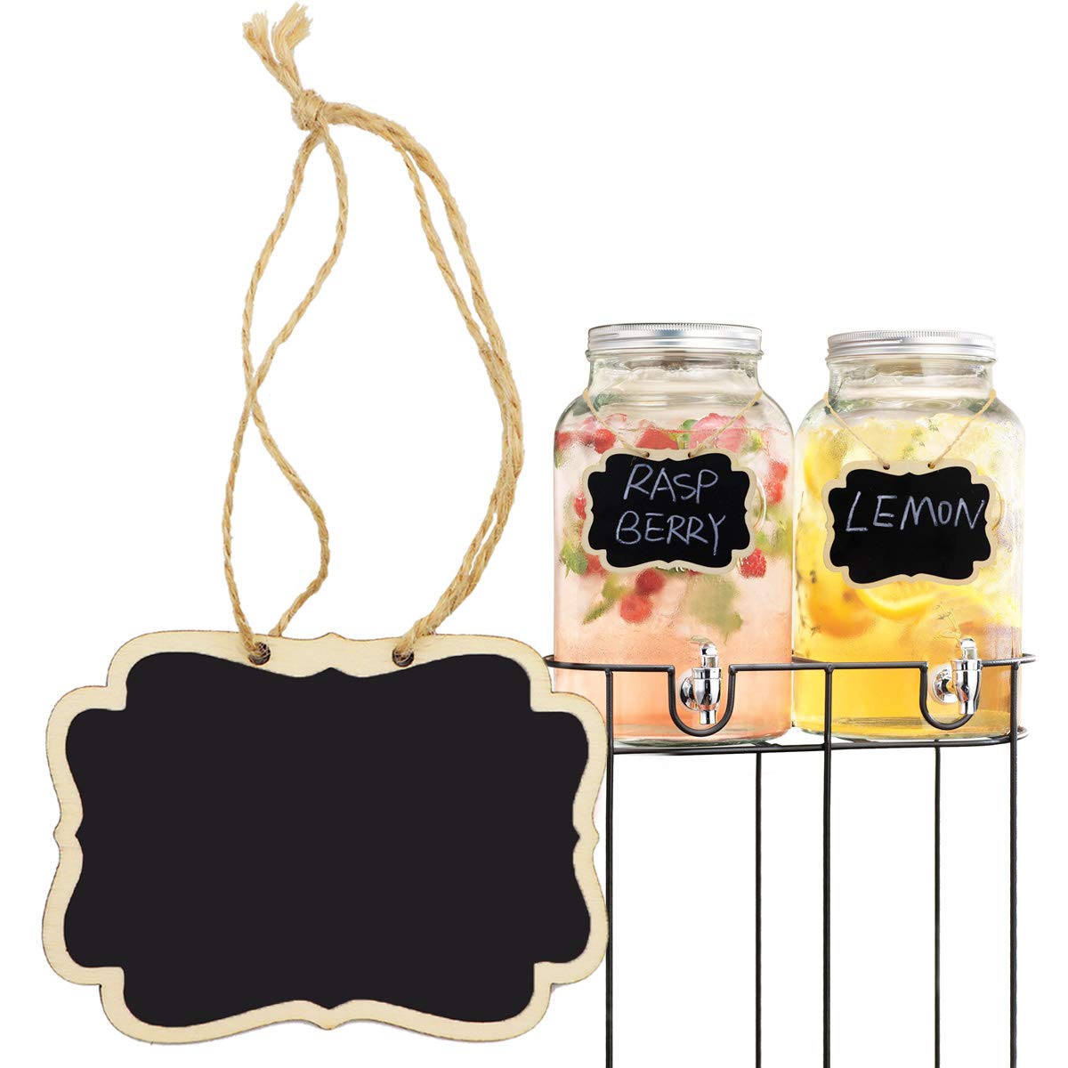 Mini Hanging Chalkboard Signs Wooden Reusable Smooth Surface Small Chalk Boards Double-Sided Little Labels for Food Pantry Beverage Baskets (Black, Pack of 12pcs)