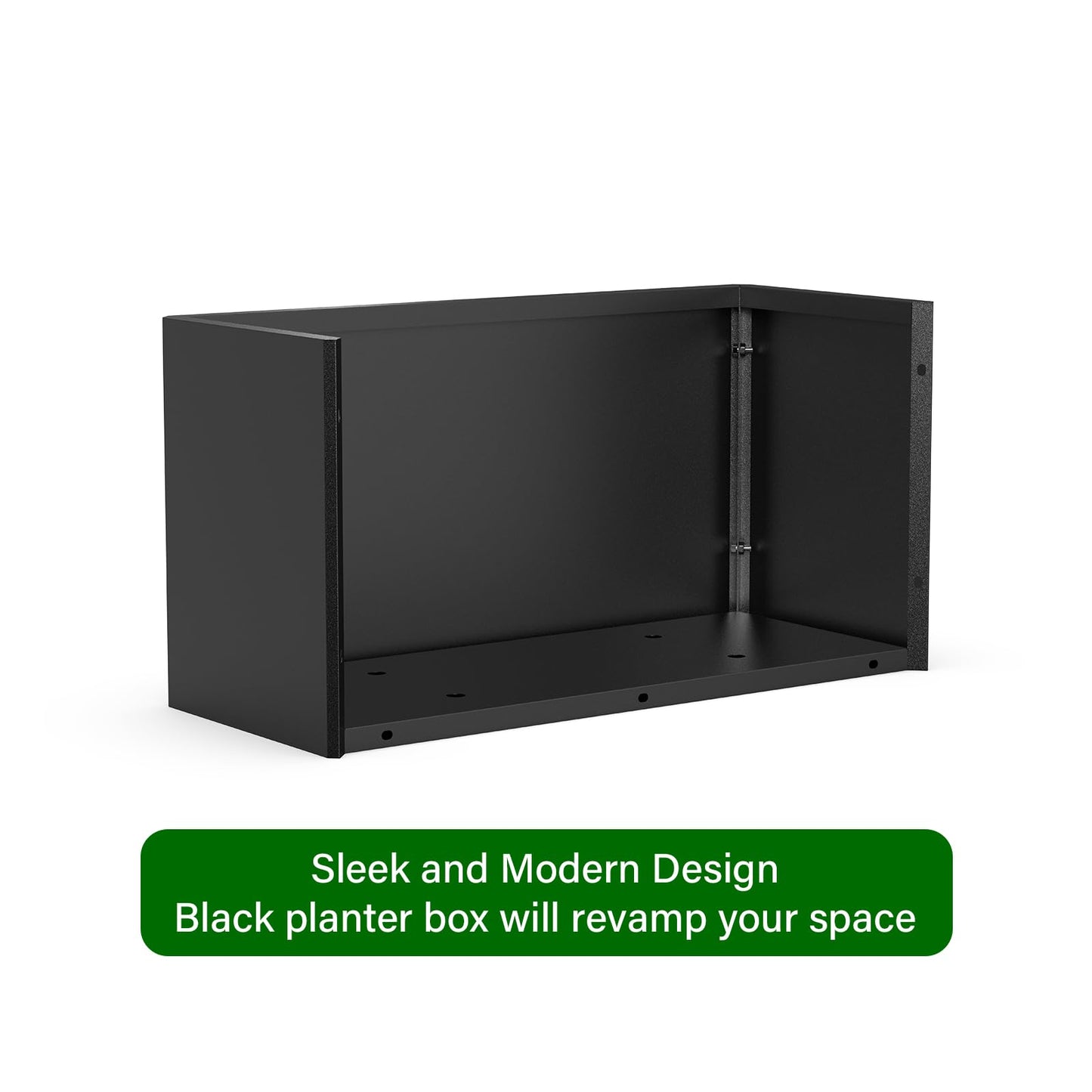 Ganeekiron Metal Planters - Rectangular Planter, All-Weather Durable with 4 Drainage Holes, 25x11x13 Inches for Porch & Patio, Black