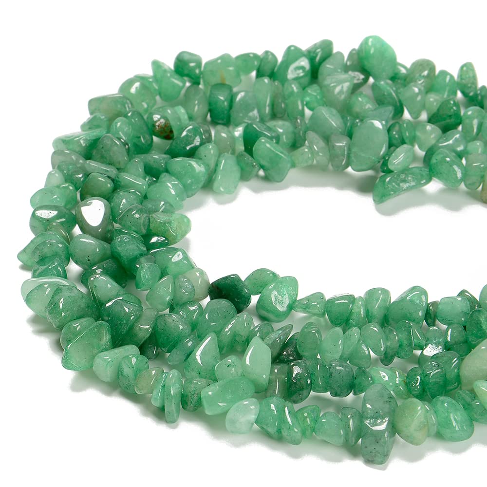 PLTbeads Gemstone Chips Natural Green Aventurine 3-5mm Healing Crystals Waist Bracelets Necklace Kit Irregular Stone DIY Crafts Design Jewelry Making Approxi 32 inch