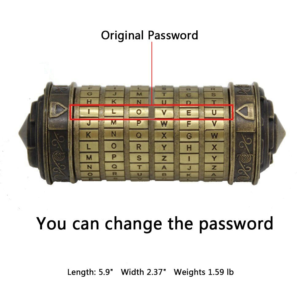 yofit Da Vinci Code Mini Cryptex Lock Puzzle Box - Valentine's Day Gift with Hidden Compartments for Notes, Jewelry, Rings & Money, Romantic Anniversary Birthday Gifts for Her, Girlfriend, Women & Men
