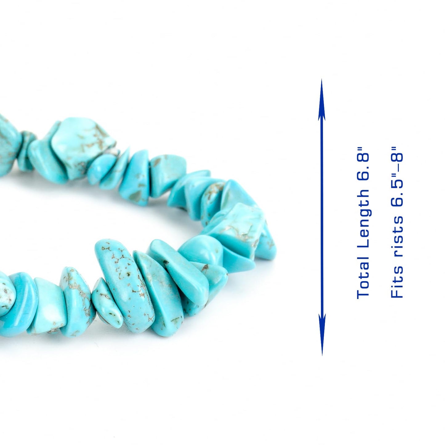 Herxion Turquoise Bracelet for Women & Men- Natural Raw Beads Protection Bracelets, Irregular Chips Stretch Healing Crystals Anxiety Relief Jewelry for Boost Confidence & Courage