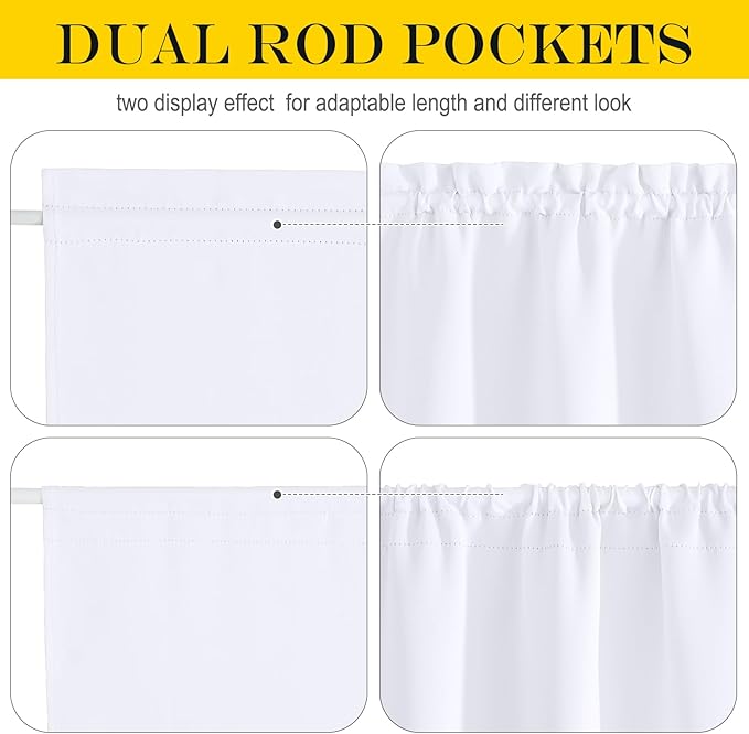 NICETOWN Patio Door Curtain Window Treatment Draperies for Kitchen, Thermal Insulated Room Darkening 30x40 Inch Rod Pocket French Glass Door Curtain Panels, 1 Piece, Pure White