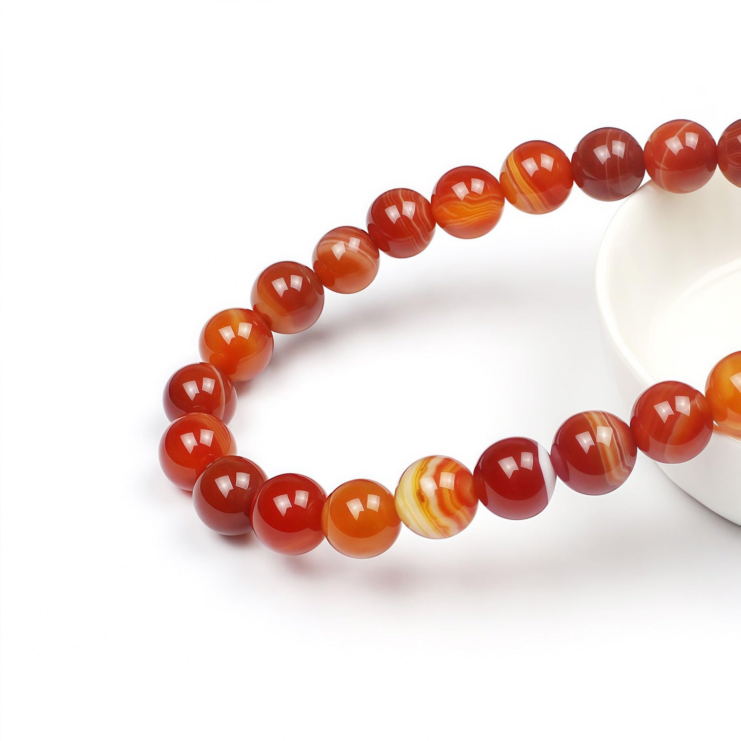 MJDCB Natural Red Striped Agate Beads Round Loose Beads for Jewelry Making DIY Bracelet Necklace (6mm)