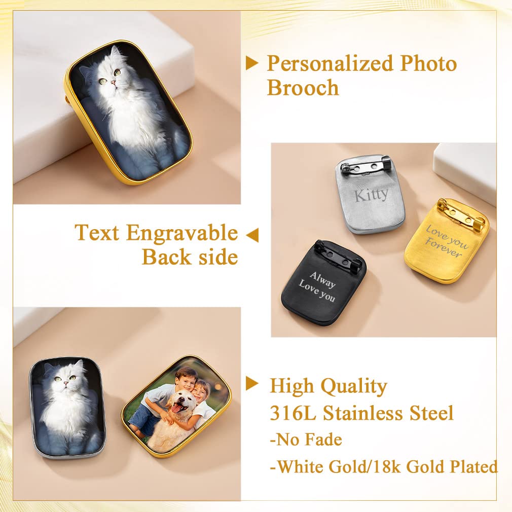 Custom4U Photo Bouquet Charm Customized Personalized Memorial Funeral Pins with Pictures for Men