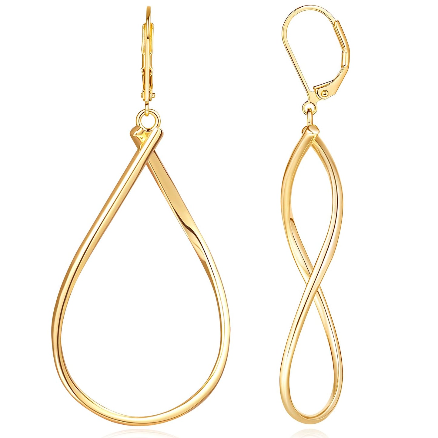 Degerde Gold Earrings for Women 14K Gold Hoop Earrings for Women Gold Hoop Dangle Drop Earring for Womens Hoops Twisted Infinity Big Hoops Earring for Womens 40mm