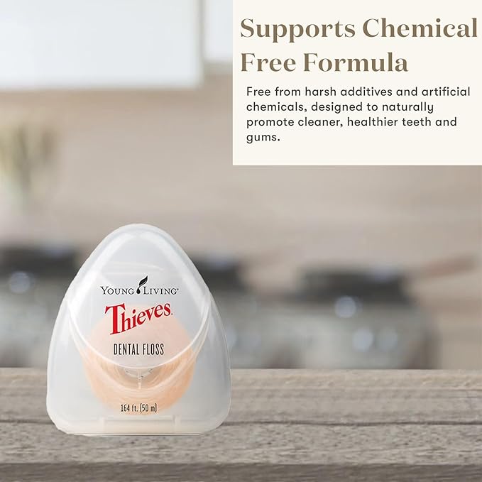 Young Living Thieves Dental Floss | 164 ft | Infused with Thieves Essential Oil Blend | Natural Waxed Floss for Daily Oral Hygiene, Fresh Breath, and a Naturally Clean Feeling | 3 Pack