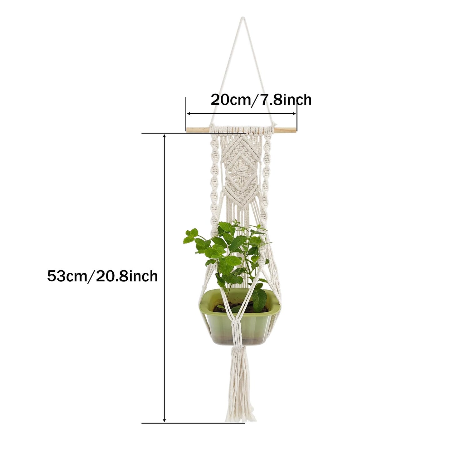 GRSECPO Boho Macrame Plant Hangers Set of 2 - Hanging Planter with Patterns, Handmade Cotton Rope Hanging Baskets for Indoor Outdoor Plants, Bohemian Home Wall Decor Art