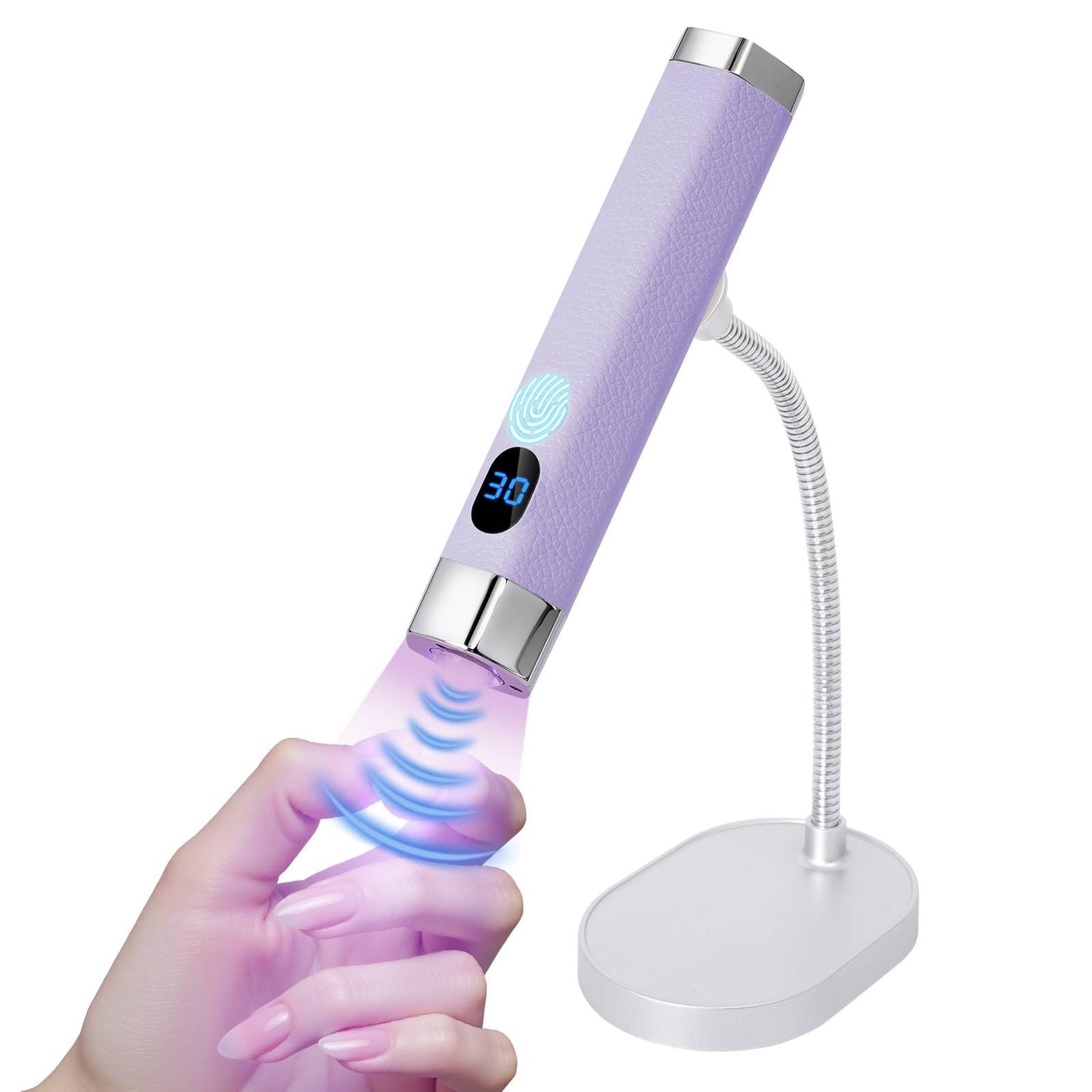 Lynsalene Handheld Mini Nail Lamp,Portable Flash Cure Light with Upgraded Magnetic Stand & Smart Sensor - Rechargeable Nail UV Light Fast Curing Gel Nails at Salon,Home & Travel (Purple)