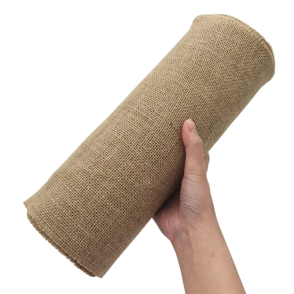 INSPIRELLE 12" Natural Burlap Fabric Roll 10 Yards Jute Ribbon for Gift Wrapping Craft Projects Wedding Decoration Home Decoration 30CM