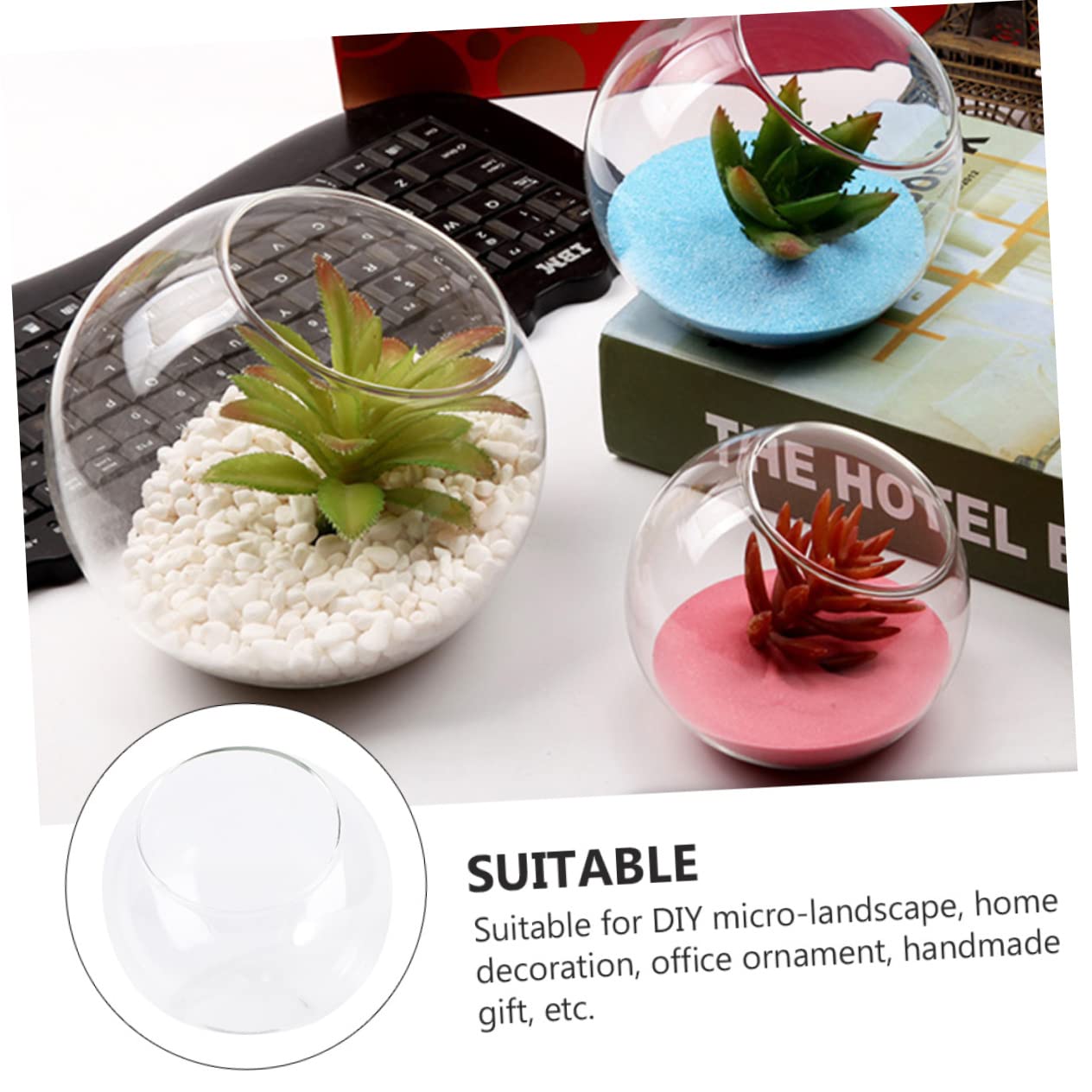 GANAZONO 2Pcs Micro Landscape Glass Bottle Terrarium Decor DIY Container for Plants Glass for Bedroom Living Office and Handmade