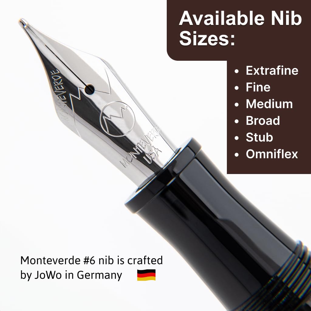 Monteverde USA Aldo Domani Fountain Pen Red – Medium Nib – Free Ink Bottle, Converter & Cartridges – JoWo German Nib – Refillable Gift Pen in Box