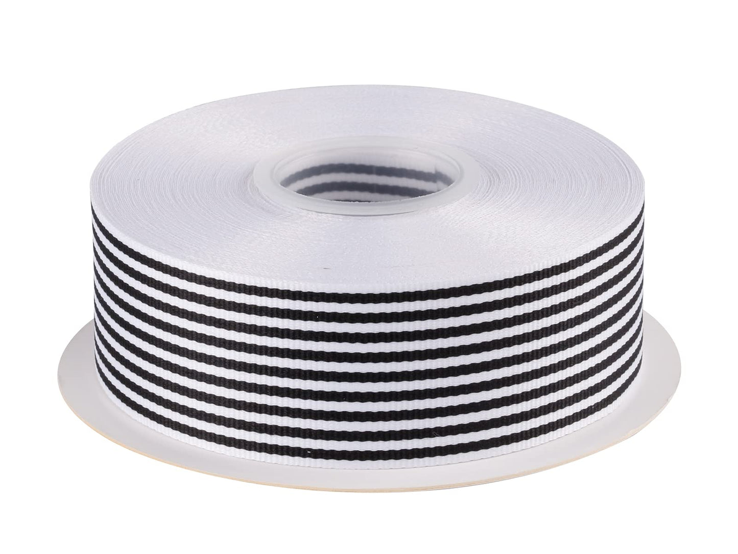 Joycrosso 1-1/2 Inch Wide Black and White Striped Ribbon, Great for Wedding Gift Wrapping Home Décor Floral Arrangement, 25 Yards-Roll