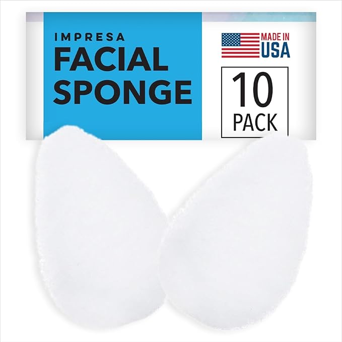 10 Pack Facial Sponge for Daily Deep Cleansing - Regular Buff Style Exfoliating Pads for Removing Dead Skin, Dirt & Makeup - Normal to Oily - Made in The USA - Reusable Puf - White