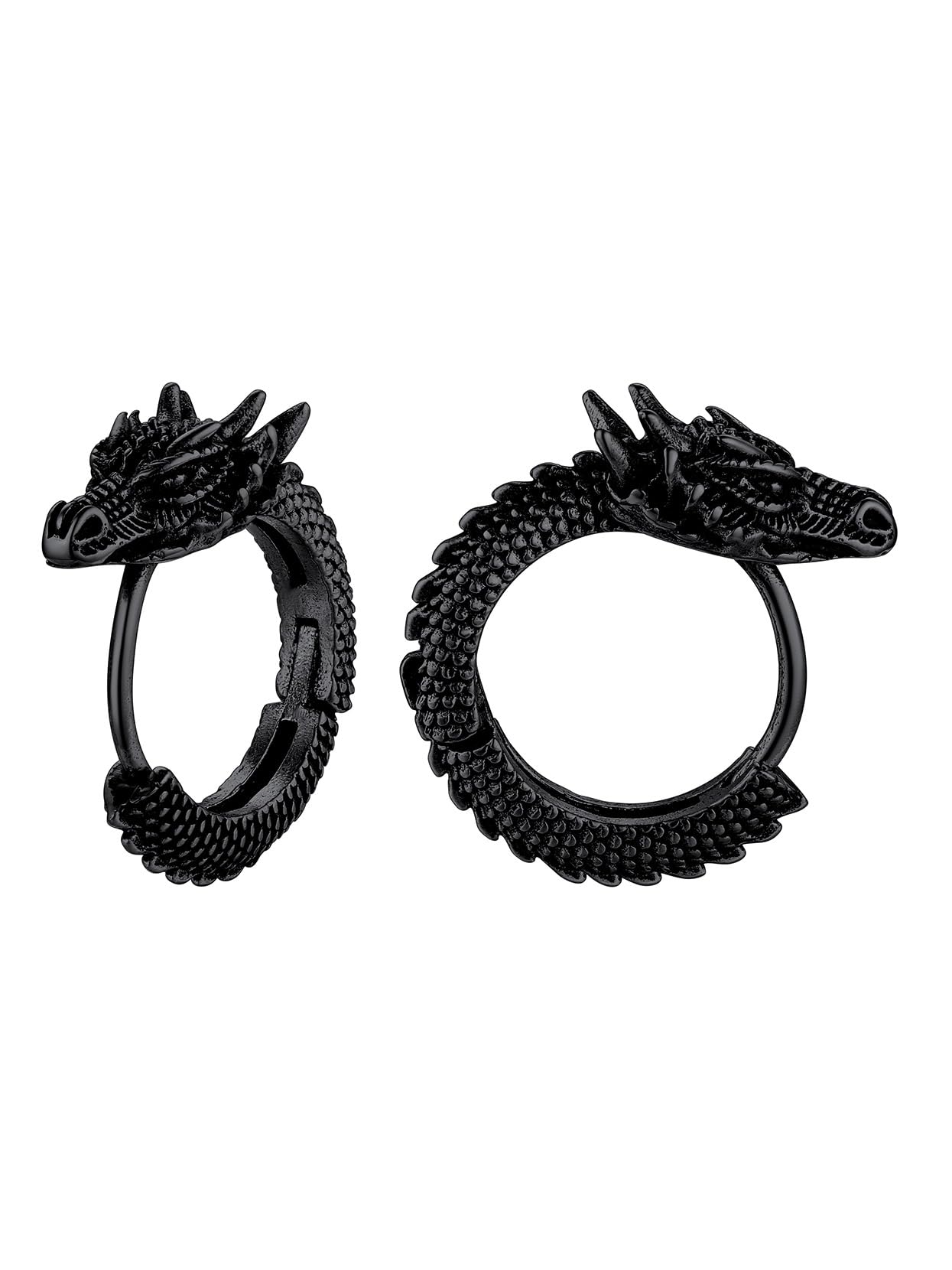 Richsteel Stainless Steel Hoops - Dragon Design Earrings for Men, Gothic Punk Jewelry with Secure Clasp