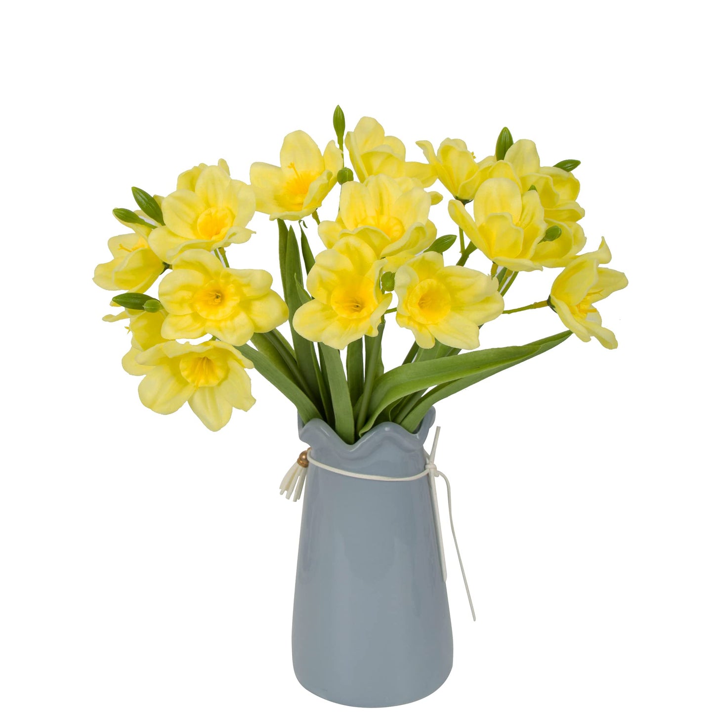 cn-Knight 2pcs Artificial Daffodil Bundles,16 Inch Faux Daffodil Stems with 18pcs Latex Fake Flowers,Premium Artificial Flowers for Home Decor Centerpiece DIY Wedding Bouquet Supply,Yellow