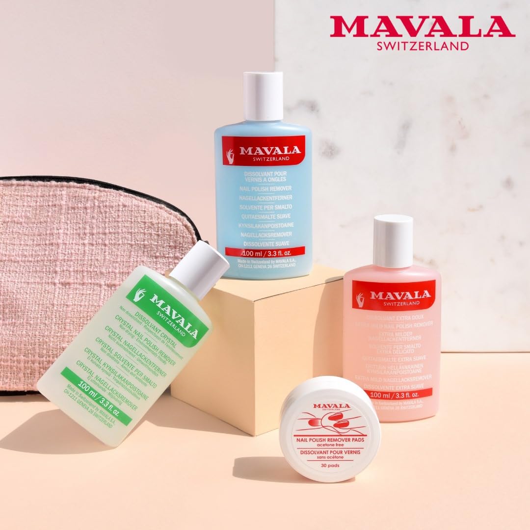 MAVALA Nail Polish Remover Pads| Gentle on Nails| Acetone-Free Nail Polish Remover Pads | Easy to Use| Essential Nail Care | Practical Travel Size Container| 30 Count
