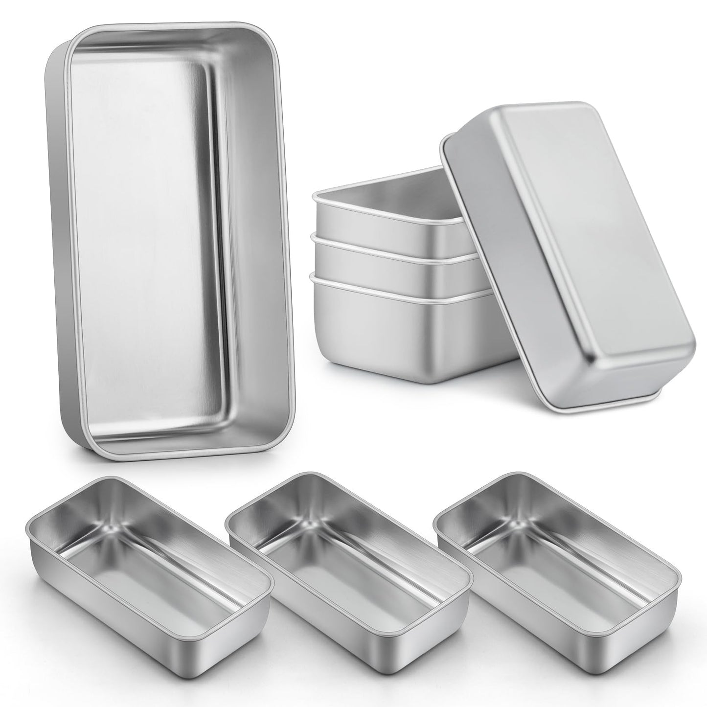 LIANYU Loaf Pans 9x5 Inch, 8 Pack Bread Pans for Baking, Stainless Steel Baking Pans, Loaf Tins for Homemade Bread Brownies and Pound Cakes, Dishwasher Safe