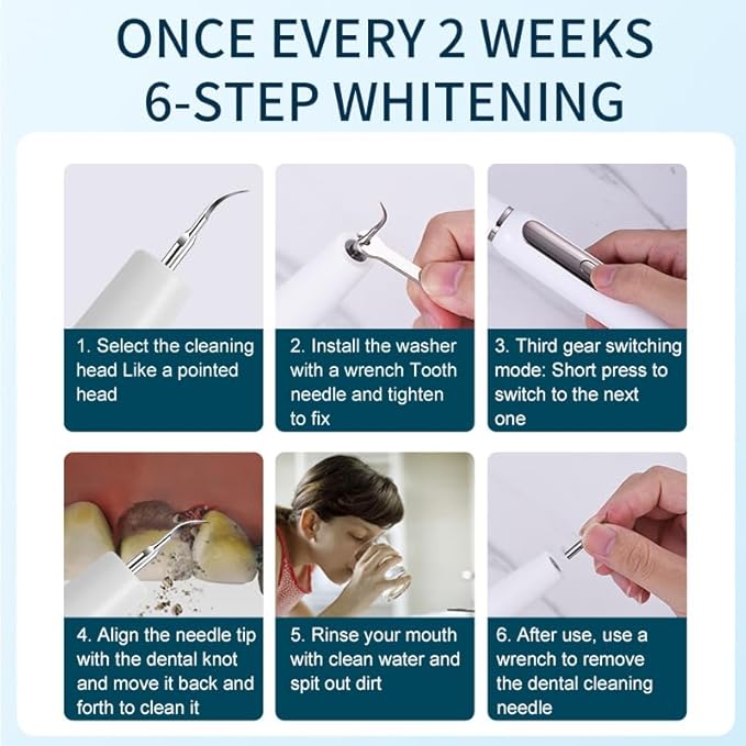 Plaque Remover for Teeth, Tartar Remover for Teeth, Rechargeable Electric Tartar Scraper with 3 Modes and Smart Protection, IPX7 Waterproof Dental Cleaning Kit with Tongue Cleaner (White)
