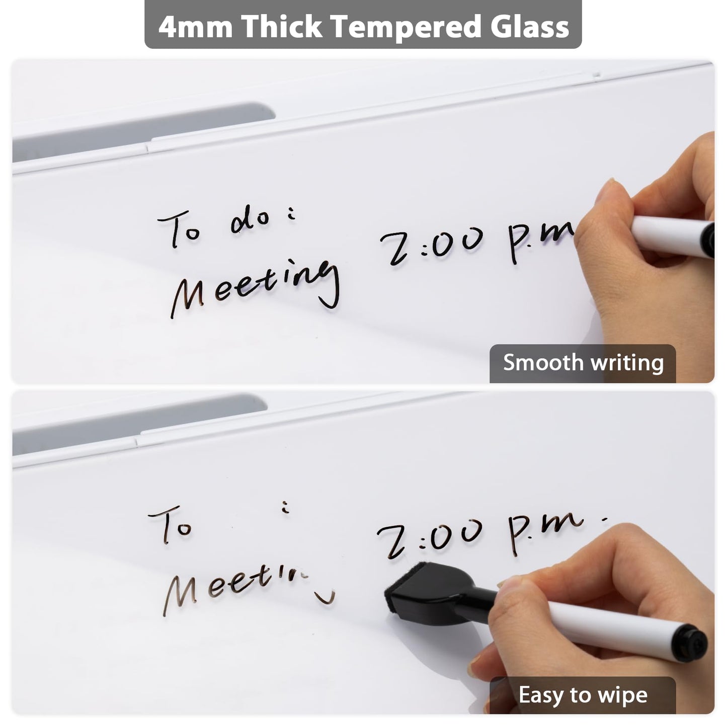 Varhomax Glass Desk Buddy Whiteboard with Storage, Small Dry Erase Desktop White Board Caddy to-do List Memo Notepad for Office, School and Home Office Supplies
