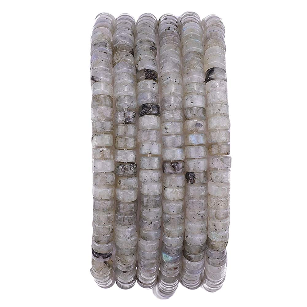 BEADIA Natural Spectrolite Spacer Beads Caps Loose Semi Gemstone for Beading Jewelry Making 4mmx2mm 38cm