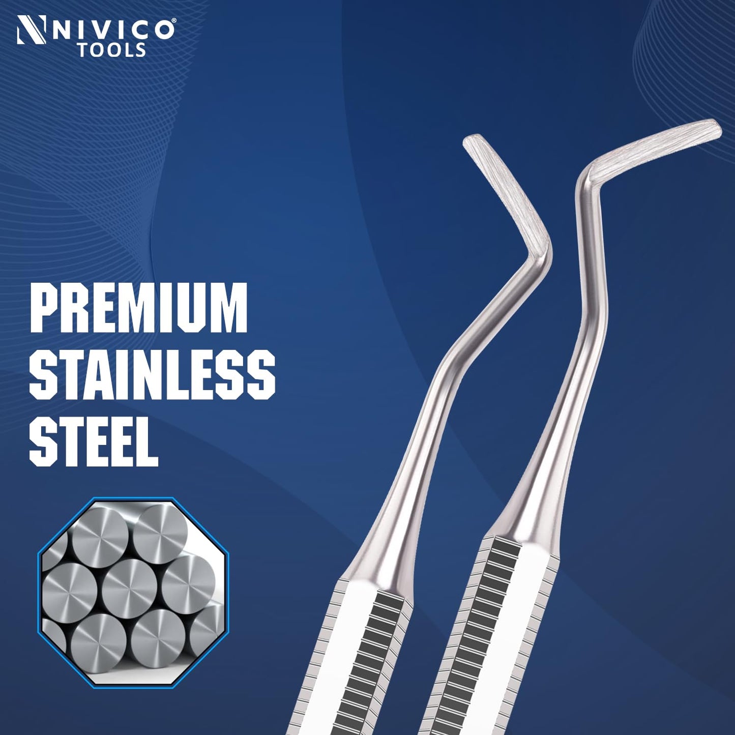 NIVICO Flat Handle Nail Pusher And Cuticle Pusher Tool | Excavator Solid Cuticle Remover, Nail Cleaner & Scraper for Nail Techs, Manicure & Pedicure Essentials