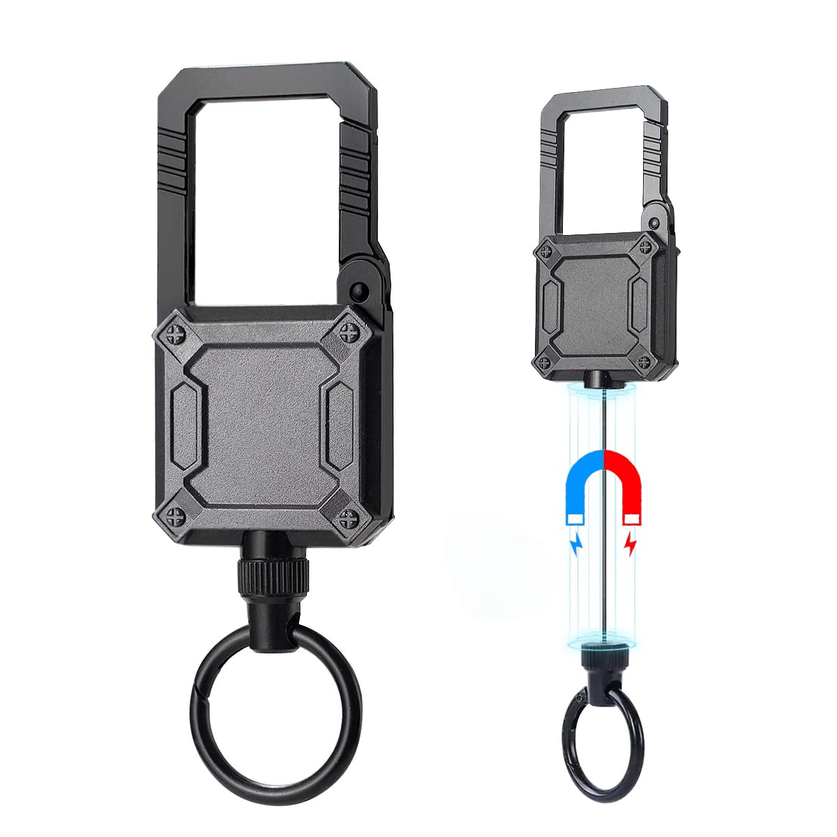 Magnetic Retractable Keychain with Gift box, Heavy Duty Carabiner Key chain with 25" Cord, Up to 50 oz Keys and Tools, Gift for Birthdays Christmas Father's Day Valentine's Day
