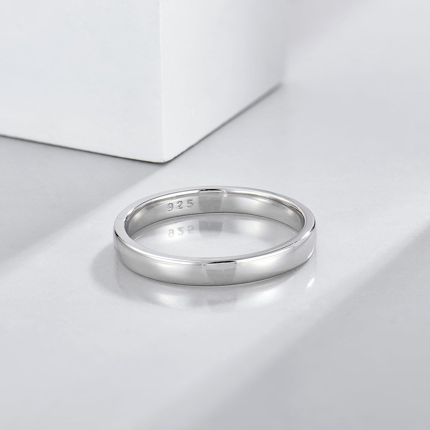 STARCHENIE Solid 925 Sterling Silver 3mm Wedding Band Ring, Comfort Fit High Polish, for Men and Women (Size 10)