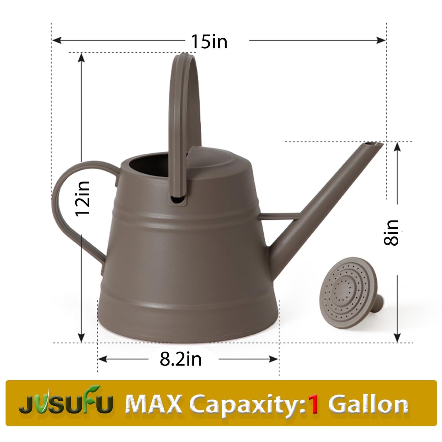 1 Gallon Watering Can for Plants, Watering Cans for Indoor&Outdoor Gardening, Water Can with Ergonomic Movable Handle (Brown)