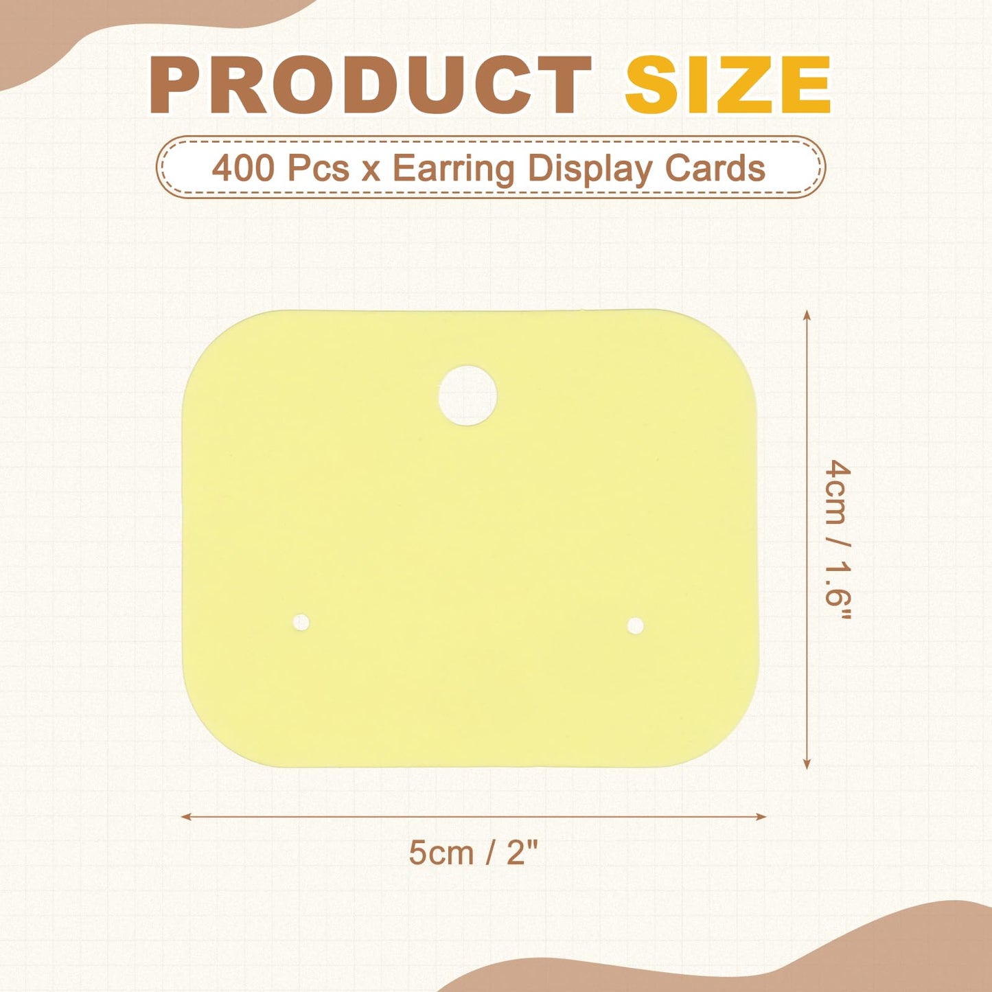 PATIKIL 400Pcs Earring Display Cards, 1.6"x2" Kraft Paper Stud Earring Holder Card, Blank Hanging Tag 2 Holes for Ear Stud Small Jewelry Selling Packaging Supply, Beige
