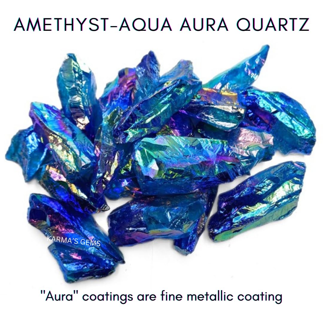 Crystals, Rocks, Jade, Crystals and Healing Stones, Witchcraft Supplies, Healing Crystals, Stones, Healing Stones, Rock Collection, Agate, Raw Stones (Amethyst-Aqua Aura Quartz, 2 Pcs)