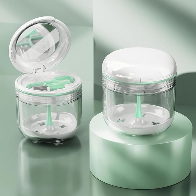 Denture Bath Cup，Retainer Cleaner Case Box,Night Mouth Guard Case Holder,Storage Soak Container with Drain Tray for Travel Cleaning with Mirror and Brush