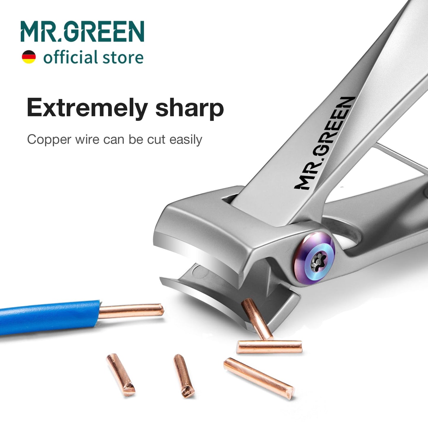 MR.GREEN Nail Clippers Wide Jaw Opening Stainless Steel Fingernail Clipper Thick Hard Toenail Cutter Manicure Scissors Tools (Nail Clipper (Large))