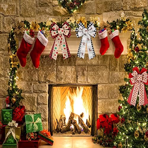 4PCS Large Christmas Wreath Bows for Indoor Outdoor Tree Topper Wall Decor