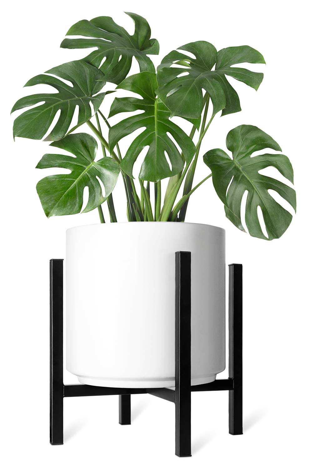 Mkono Mid Century Modern Tall Metal Indoor Plant Stand - Fits Up to 12 Inch Planter, Black