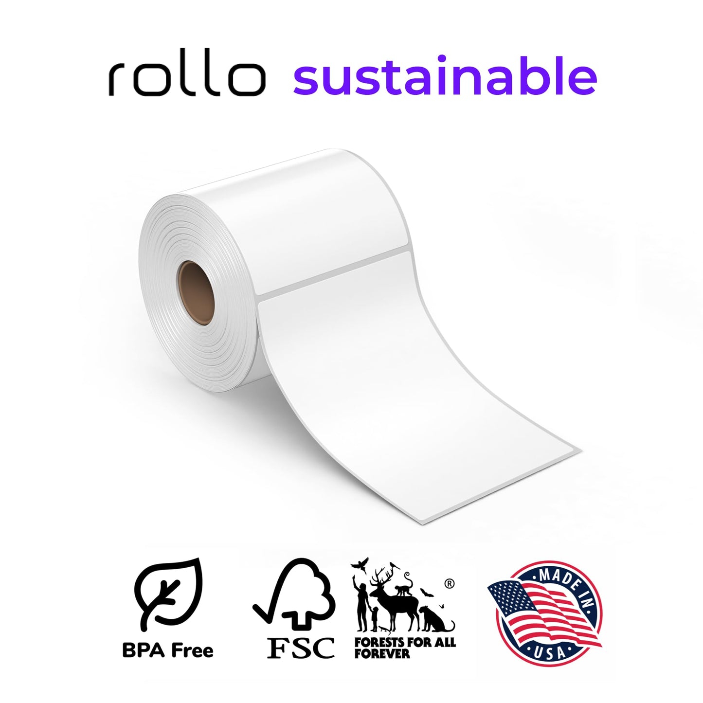 Rollo Direct Thermal Shipping Labels - 500 4x6 Thermal Label Roll - Perforated and Strong Adhesive (Commercial Grade)