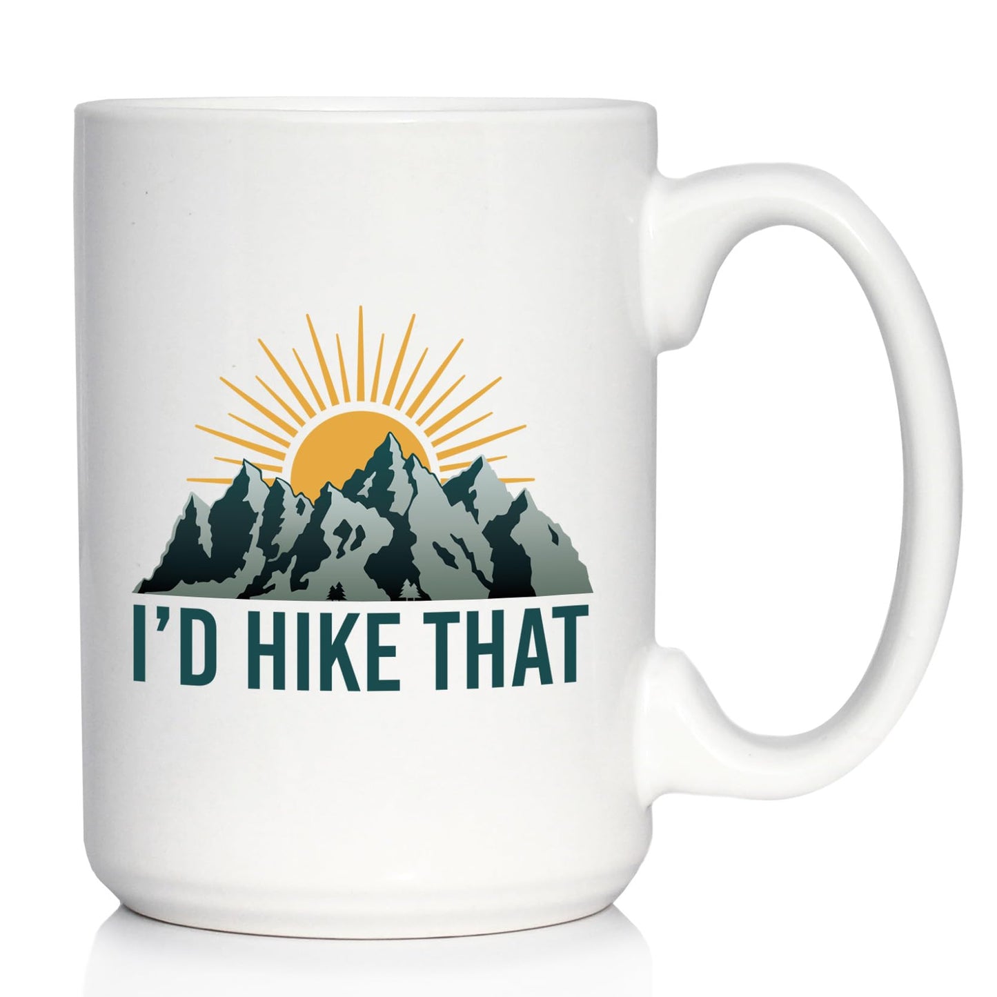 Bevvee I'd Hike That Coffee Mug - Fun Hiking Themed Decor and Gifts for Hikers - Large 15oz White Ceramic Mug