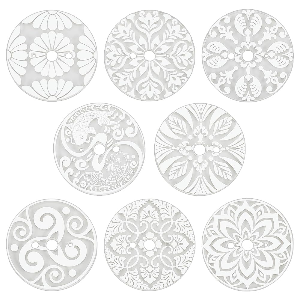 BENECREAT 8PCS Acrylic Spinning Control Tool, 2.2inch Flat Round Whorl Drop Spindle Kit Diz for Roving Felting, Crochet and General Crafts, Hole: 5mm and 2.5mm and 8mm