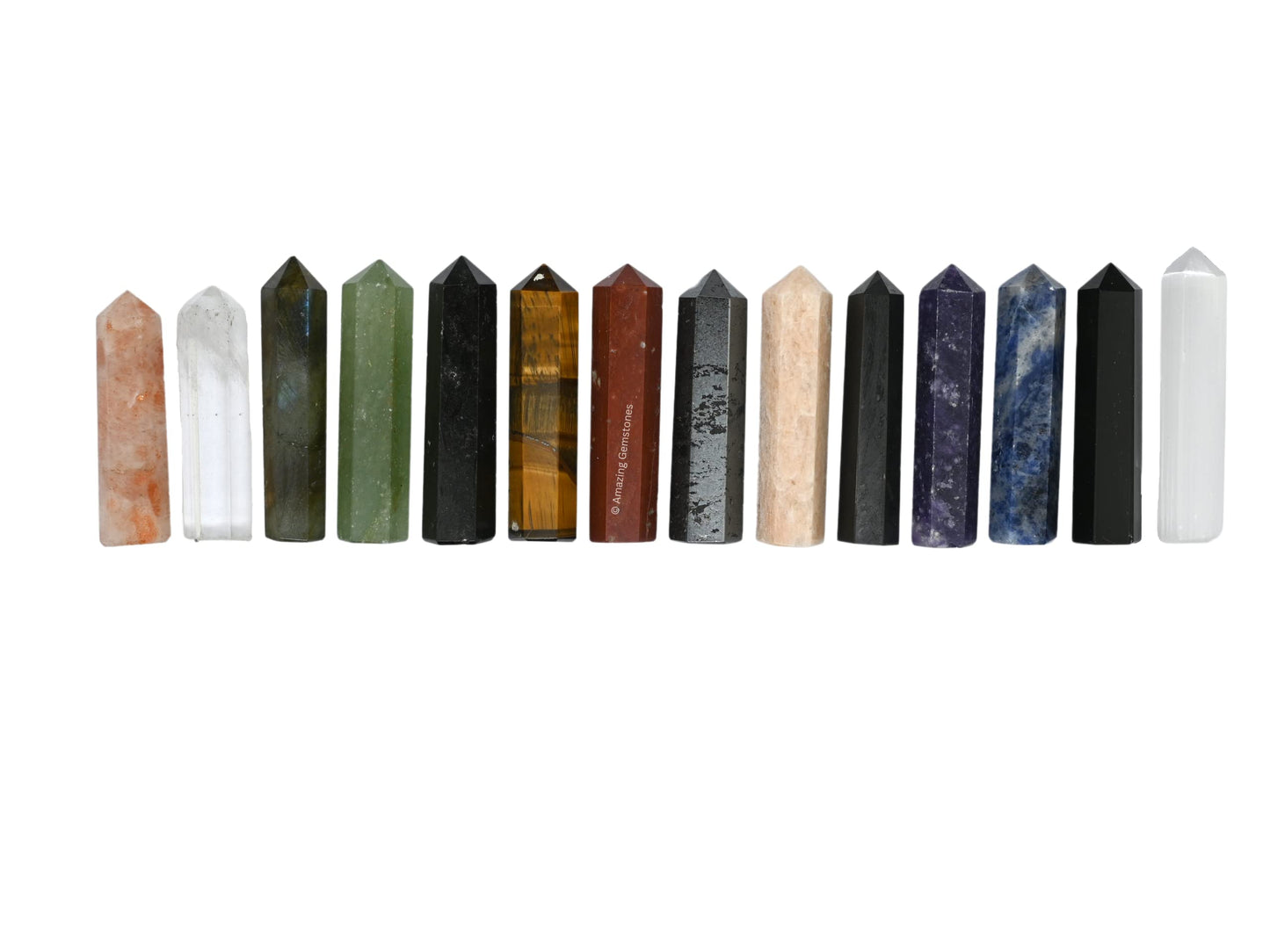 Amazing Gemstone Crystal Points Mix 14 Pcs Healing Crystals and Stones - Hexagonal Healing Point Bulk Crystals for Crafts - Premium Gemstones and Crystals