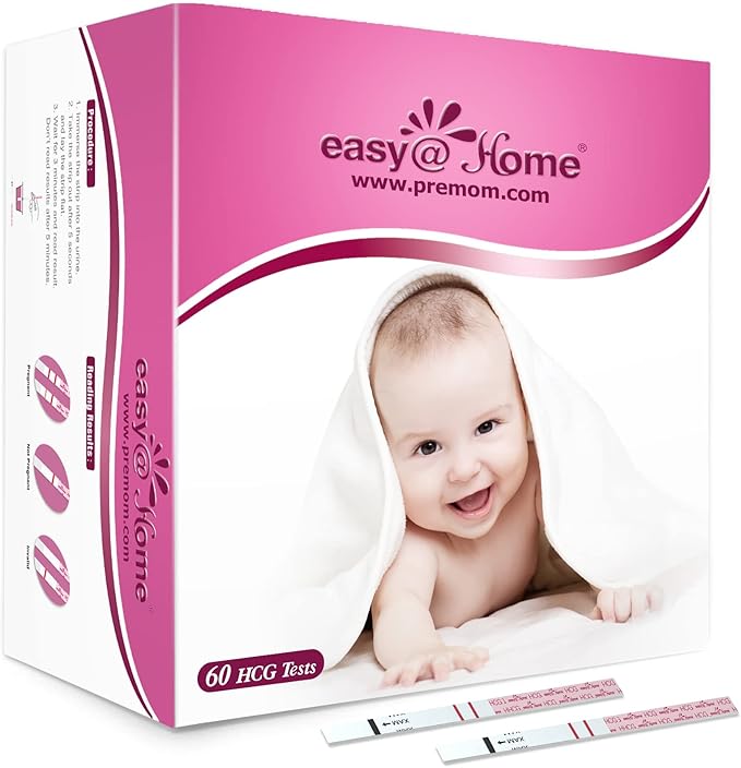 Easy@Home 60 Pregnancy Tests, FSA Eligible, 60 Hcg Test Strips Early Detection - Bulk Pregnancy Strips
