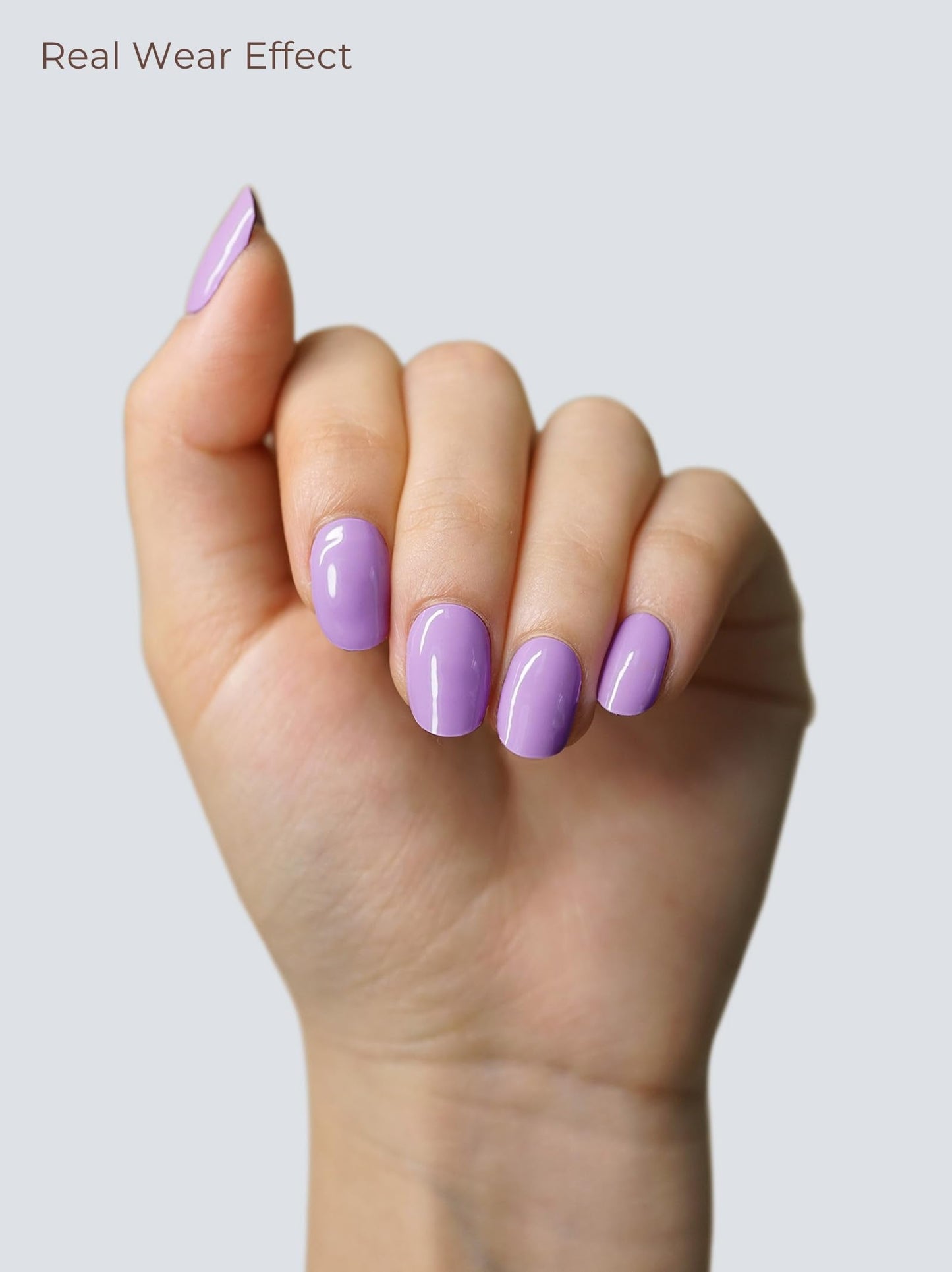 Beaolata Real Gel Nail Strips (No UV Light Needed) - 44Pcs Salon Quality Nail Stickers - Long Lasting Polish Wraps for Women, Easy Apply & Remove (Lilac Dream Purple)