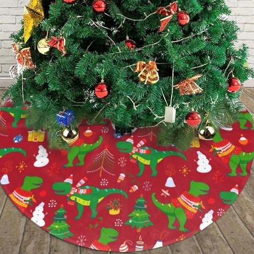 Cute Christmas Dinosaur Christmas Tree Skirt 36 Inches Animal Tree Skirt Xmas Tree Mat Holiday Party Supplies Christmas Tree Decorations