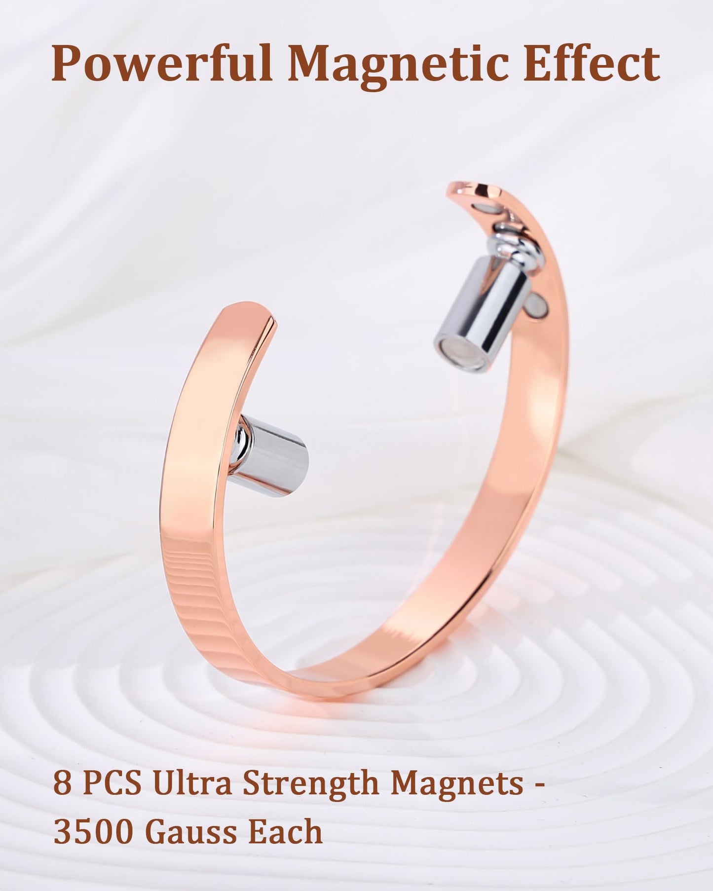BioMag 2 Pcs Copper Bracelets for Women Men, 99.99% Pure Copper Cuff Bangle with 8 Pcs 3500 Gauss Magnets, Adjustable Size, Simple and Stylish Design