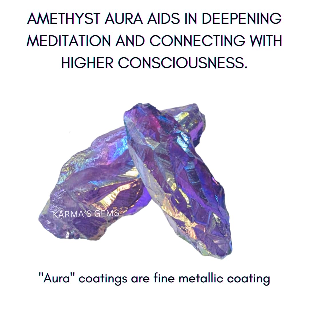 Crystals, Rocks, Jade, Crystals and Healing Stones, Witchcraft Supplies, Healing Crystals, Stones, Healing Stones, Rock Collection, Agate, Raw Stones (Amethyst Aura Quartz, 2 Pcs)
